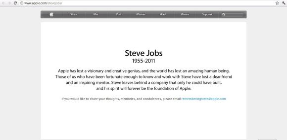 Steve Jobs page in Apple site